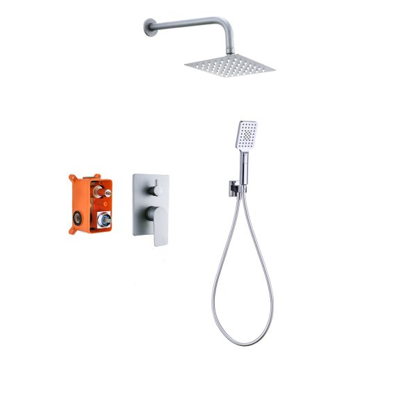 Chrome Dual-Function Concealed Shower System Supplier with Rain Head and Hand Shower