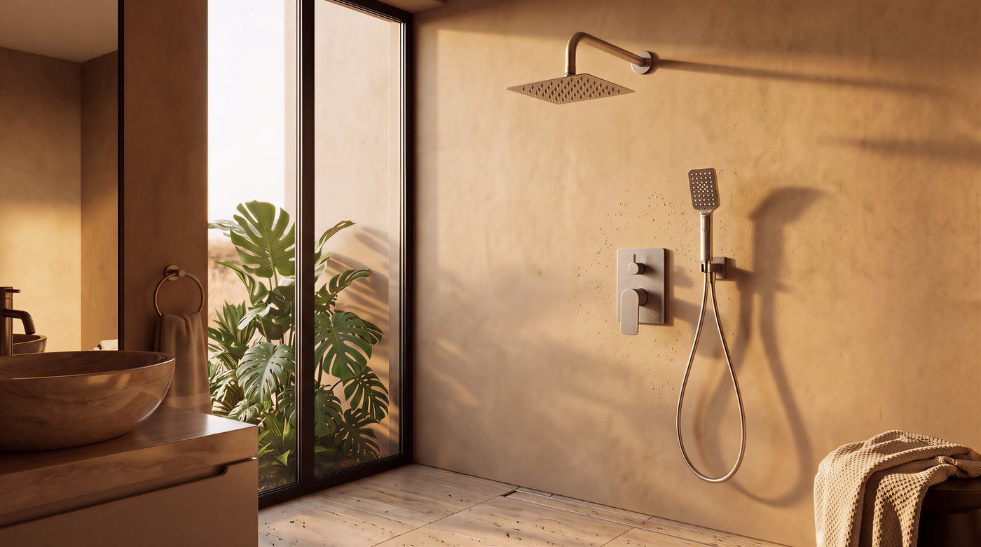 Wall-Mounted Overhead Rain Head with Hand Wand