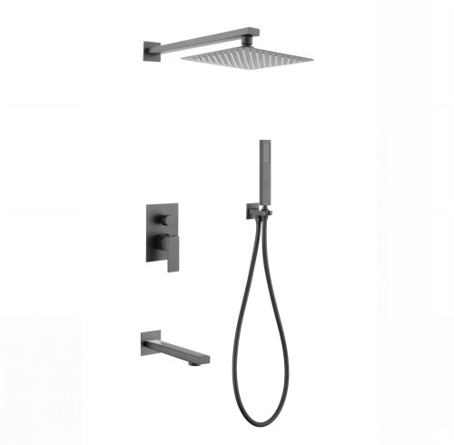 Grey 3-Way Concealed Shower System Supplier with Hand Shower and Water Outlet