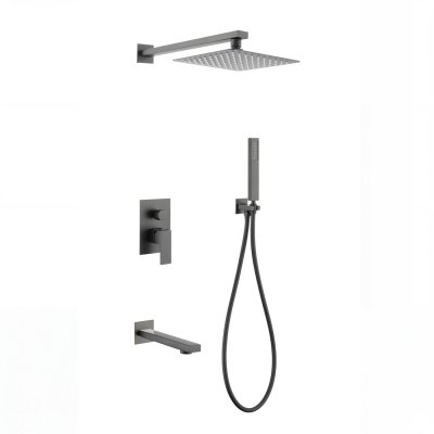 Grey 3-Way Concealed Shower System Supplier with Hand Shower and Water Outlet