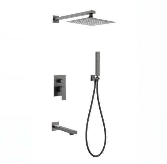 Grey 3-Way Concealed Shower System Supplier with Hand Shower and Water Outlet