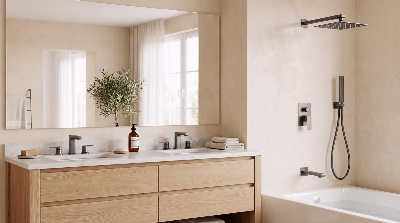 3-Function Grey Concealed Shower Set with Three Outlets