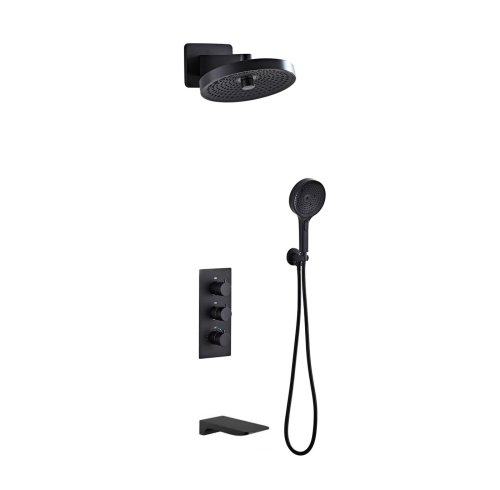 Matte Black Thermostatic Concealed Shower System Manufacturer with 3 Functions