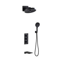 Matte Black Thermostatic Concealed Shower System Manufacturer with 3 Functions