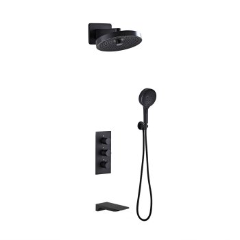 Matte Black Thermostatic Concealed Shower System Manufacturer with 3 Functions