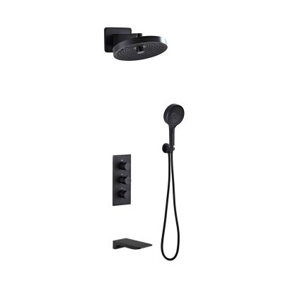 Matte Black Thermostatic Concealed Shower System Manufacturer with 3 Functions