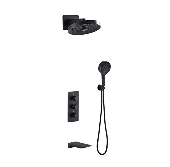 Matte Black Thermostatic Concealed Shower System Manufacturer with 3 Functions