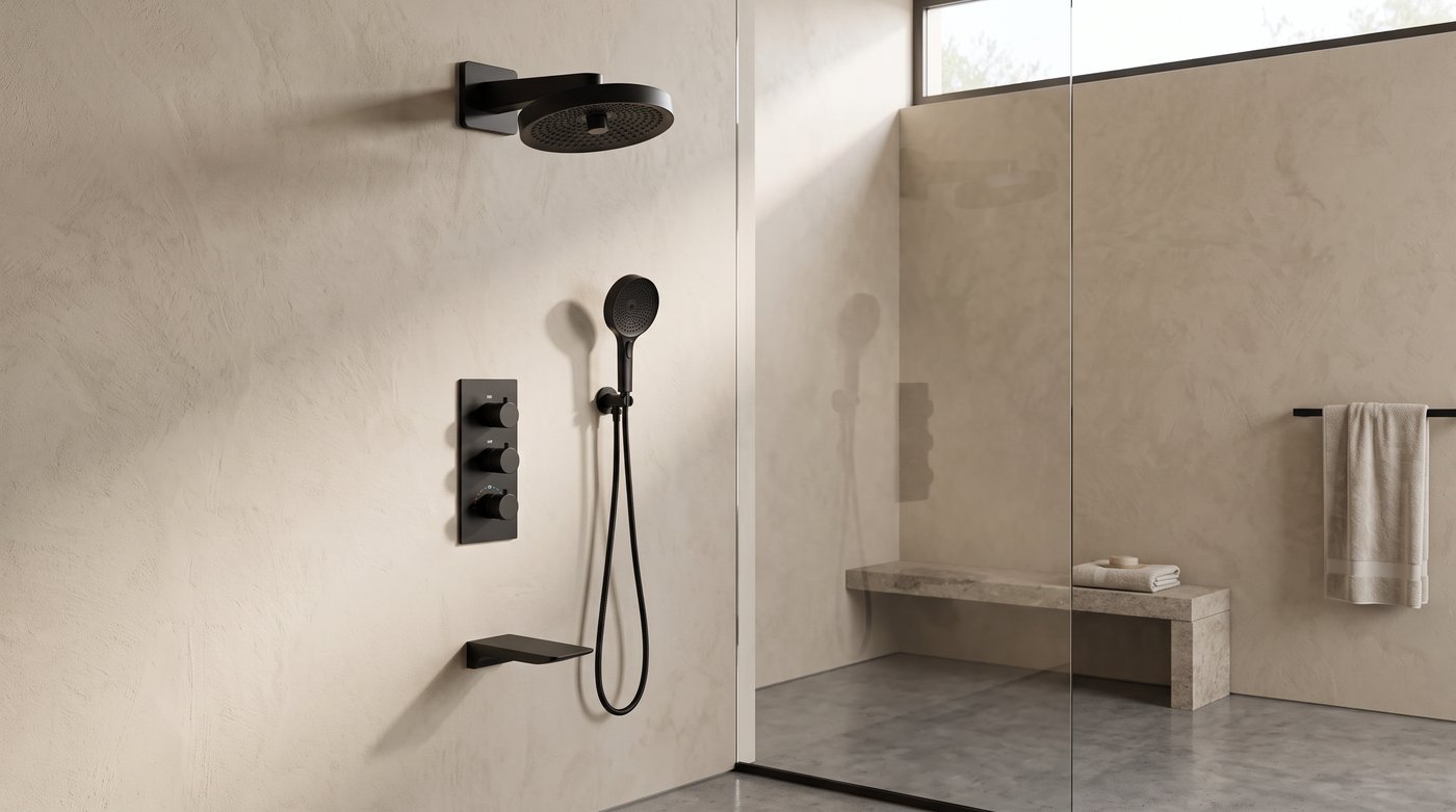 Matte Black Thermostatic Concealed Shower System Manufacturer with 3 Functions