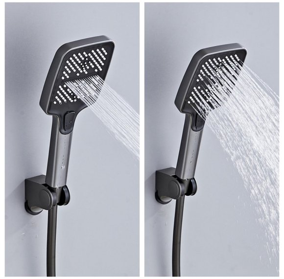 Grey Wall Mounted Bathtub Faucet with Handheld Spray and Piano Keys Wholesale Supplier
