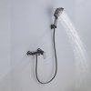 Grey Wall Mounted Bathtub Faucet with Handheld Spray and Piano Keys Wholesale Supplier