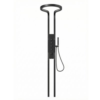 Matte Black Shower Panel System Supplier with Rainfall and Body Jets