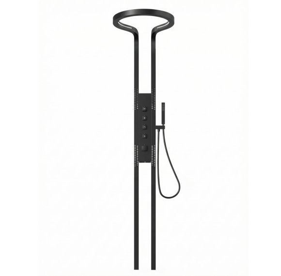 Matte Black Shower Panel System Supplier with Rainfall and Body Jets