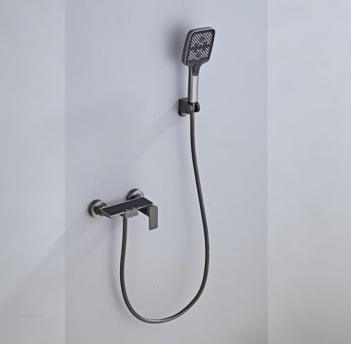 Grey Wall Mounted Bathtub Faucet with Handheld Spray and Piano Keys Wholesale Supplier