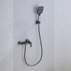 Grey Wall Mounted Bathtub Faucet with Handheld Spray and Piano Keys Wholesale Supplier