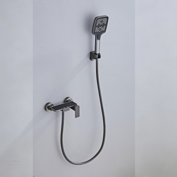 Grey Wall Mounted Bathtub Faucet with Handheld Spray and Piano Keys Wholesale Supplier