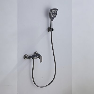 Grey Wall Mounted Bathtub Faucet with Handheld Spray and Piano Keys Wholesale Supplier
