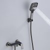 Grey Wall Mounted Bathtub Faucet with Handheld Spray and Piano Keys Wholesale Supplier