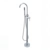 Chrome Freestanding Bathtub Faucet Supplier with Handheld Spray and Gooseneck Spout