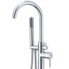 Chrome Freestanding Bathtub Faucet Supplier with Handheld Spray and Gooseneck Spout