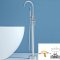 Chrome Freestanding Bathtub Faucet Supplier with Handheld Spray and Gooseneck Spout