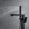 Square Matte Black Freestanding Bathtub Faucet Wholesale Supplier with Flat Spout