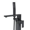 Square Matte Black Freestanding Bathtub Faucet Wholesale Supplier with Flat Spout