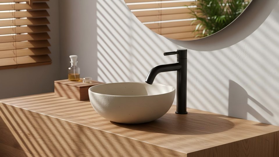 Matte Black Single Cold Basin Tap Supplier with Curved Spout and Lever Handle