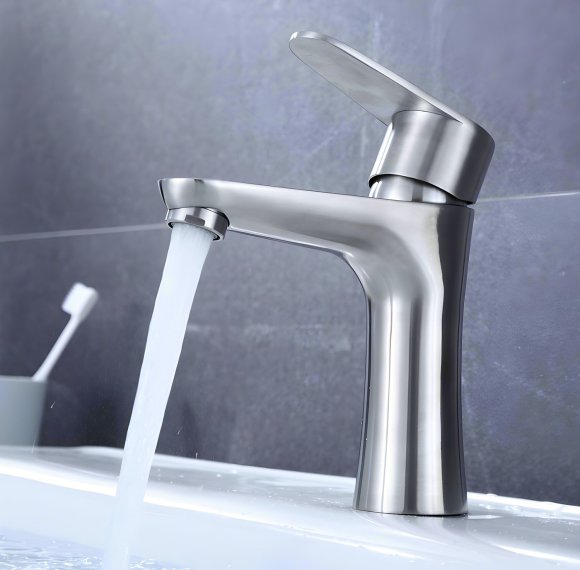 Brushed Nickel Basin Faucet Supplier with Single Lever Hot and Cold Mixer