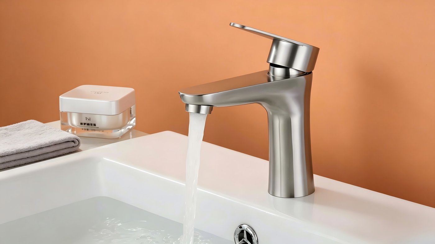Brushed Nickel Basin Faucet Supplier with Single Lever Hot and Cold Mixer