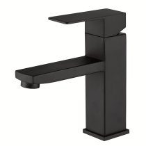 Matte Black Basin Faucet Supplier with Square Lever Hot and Cold Mixing