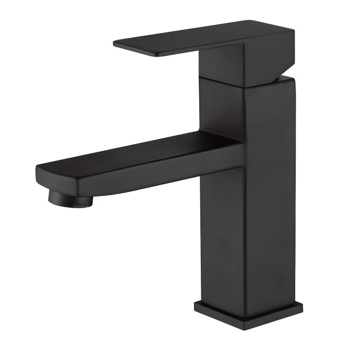 Matte Black Basin Faucet Supplier with Square Lever Hot and Cold Mixing