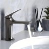 Grey Basin Faucet Supplier with Curved Body and Single Lever Mixer