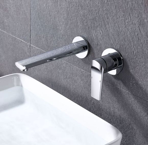 Chrome Wall Mounted Basin Faucet Supplier with Concealed Brass Waterway