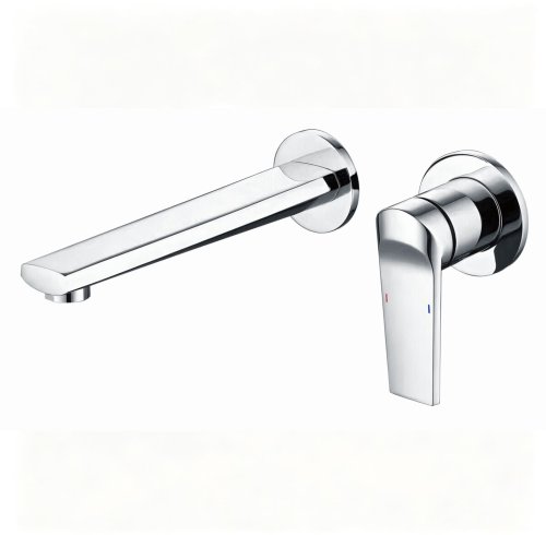 Chrome Wall Mounted Basin Faucet Supplier with Concealed Brass Waterway