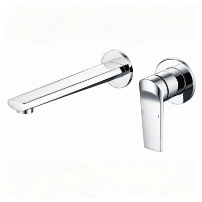 Chrome Wall Mounted Basin Faucet Supplier with Concealed Brass Waterway