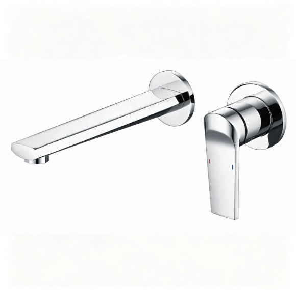 Chrome Wall Mounted Basin Faucet Supplier with Concealed Brass Waterway