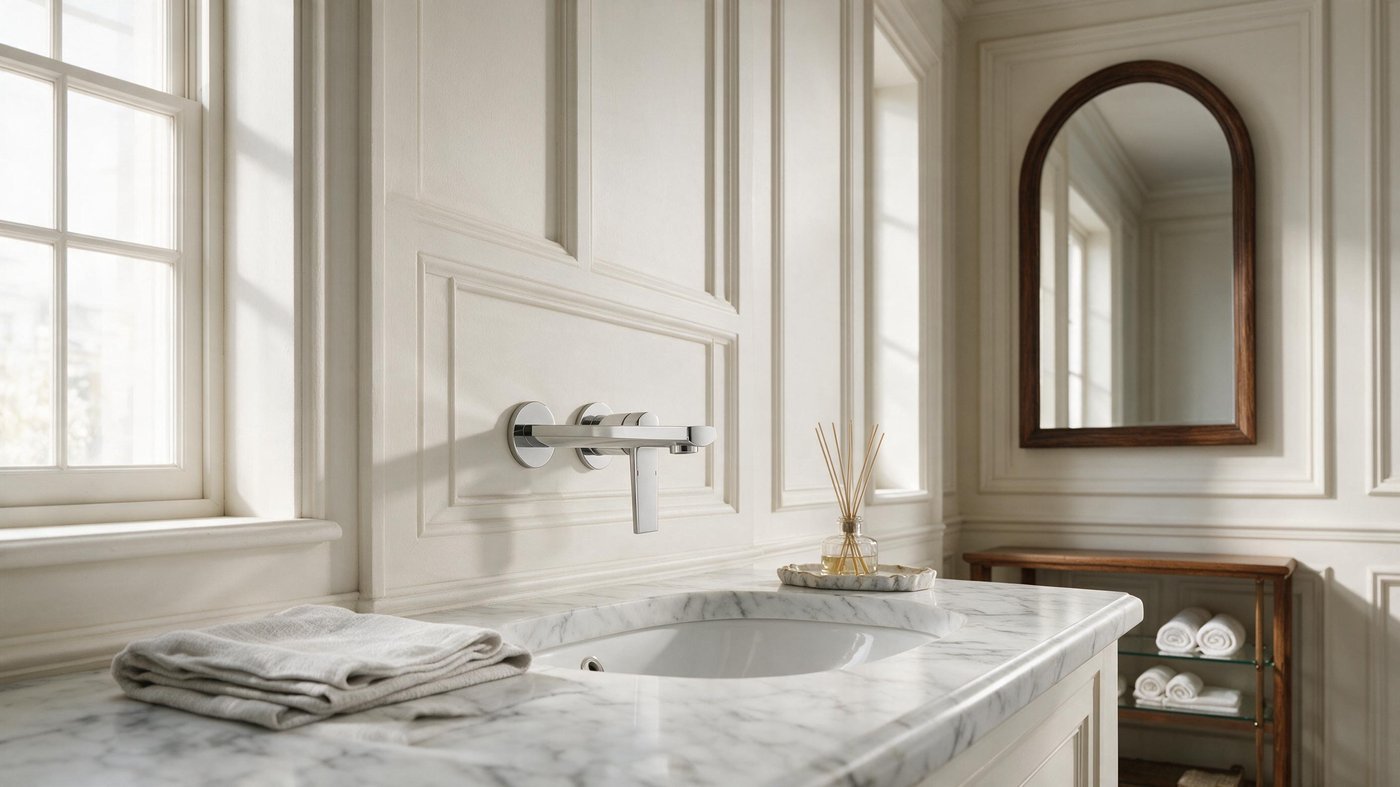 Chrome Wall Mounted Basin Faucet Supplier with Concealed Brass Waterway