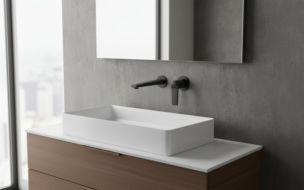 Matte Black Finish for Dark-Theme Bathrooms