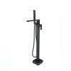 Square Matte Black Freestanding Bathtub Faucet Wholesale Supplier with Flat Spout