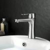 Brushed Nickel Basin Faucet Supplier with Single Lever Hot and Cold Mixer