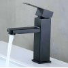 Matte Black Basin Faucet Supplier with Square Lever Hot and Cold Mixing