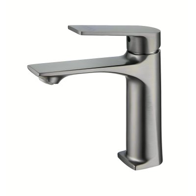 Grey Basin Faucet Supplier with Curved Body and Single Lever Mixer