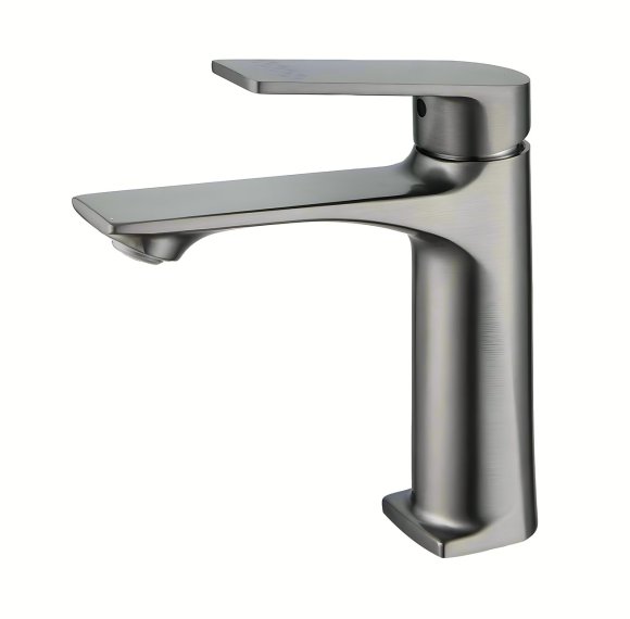 Grey Basin Faucet Supplier with Curved Body and Single Lever Mixer