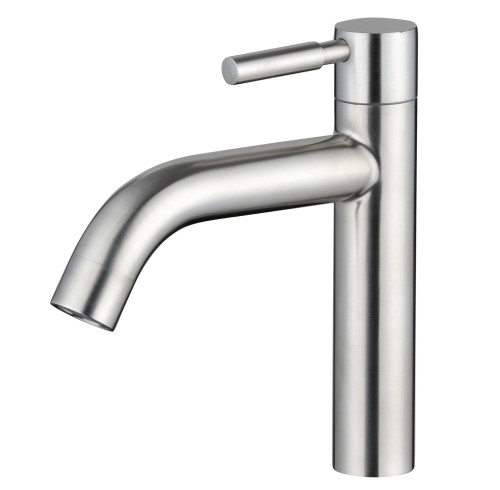 Brushed Nickel Single Cold Basin Tap Supplier with One-Piece Steel Body