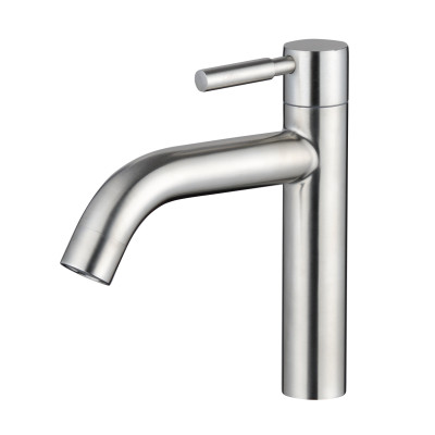 Brushed Nickel Single Cold Basin Tap Supplier with One-Piece Steel Body