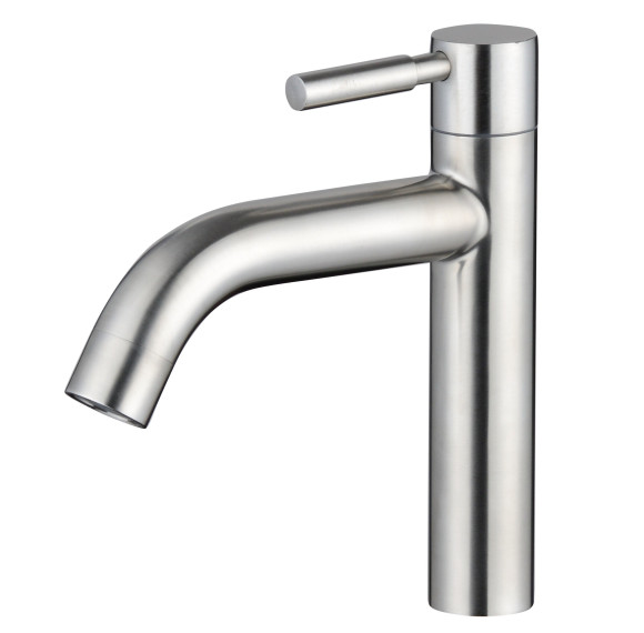 Brushed Nickel Single Cold Basin Tap Supplier with One-Piece Steel Body