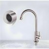 Brushed Nickel Single Cold Kitchen Tap Supplier with Gooseneck Swivel Spout
