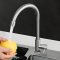 Brushed Nickel Single Cold Kitchen Tap Supplier with Gooseneck Swivel Spout