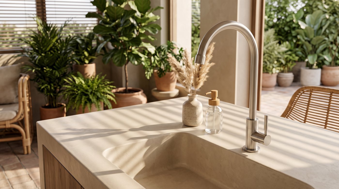 High-Arc Gooseneck Spout with Ample Clearance