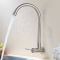 Brushed Nickel Wall Mounted Kitchen Tap Supplier with Gooseneck Spout